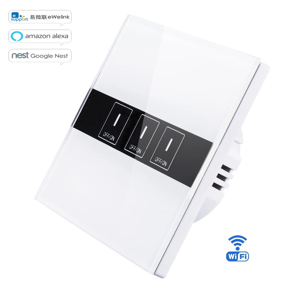 Беспроводной смарт выключатель Ewelink 3 клавиши 1 канал Wi Fi 86 Тип ЕС стандарт