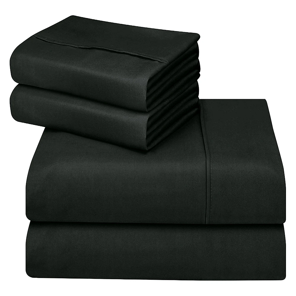 

4-piece Set Fitted Flat Sheet Pillowcase Polyester Elastic Band Bedding