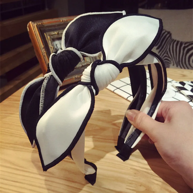 Haimeikang Hair Bows Hair Accessories White Black Rabbit Ear Ears Headbands Women Korea Hairbands Female