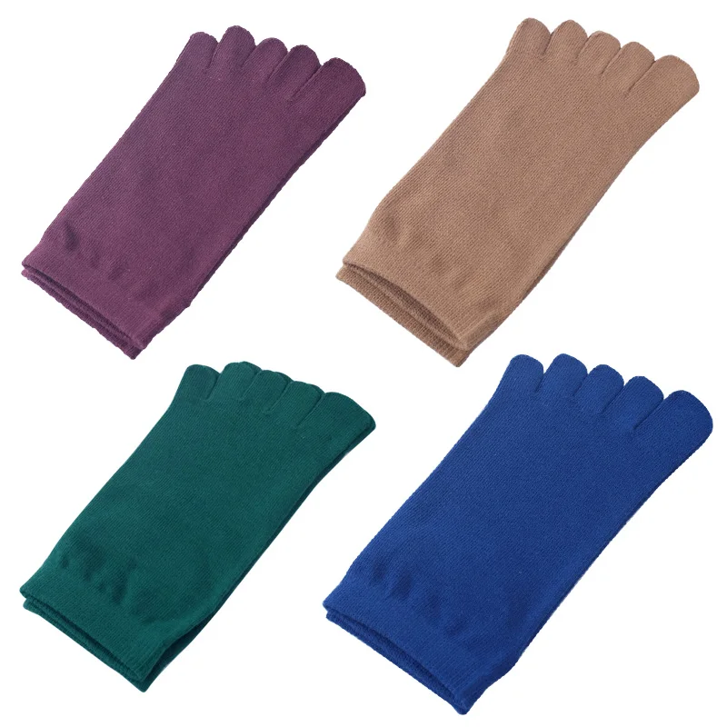 

4 Pairs Cotton Five Finger Socks Men Summer Thin 5 Toes Soild Color Cotton Ankle Socks Male