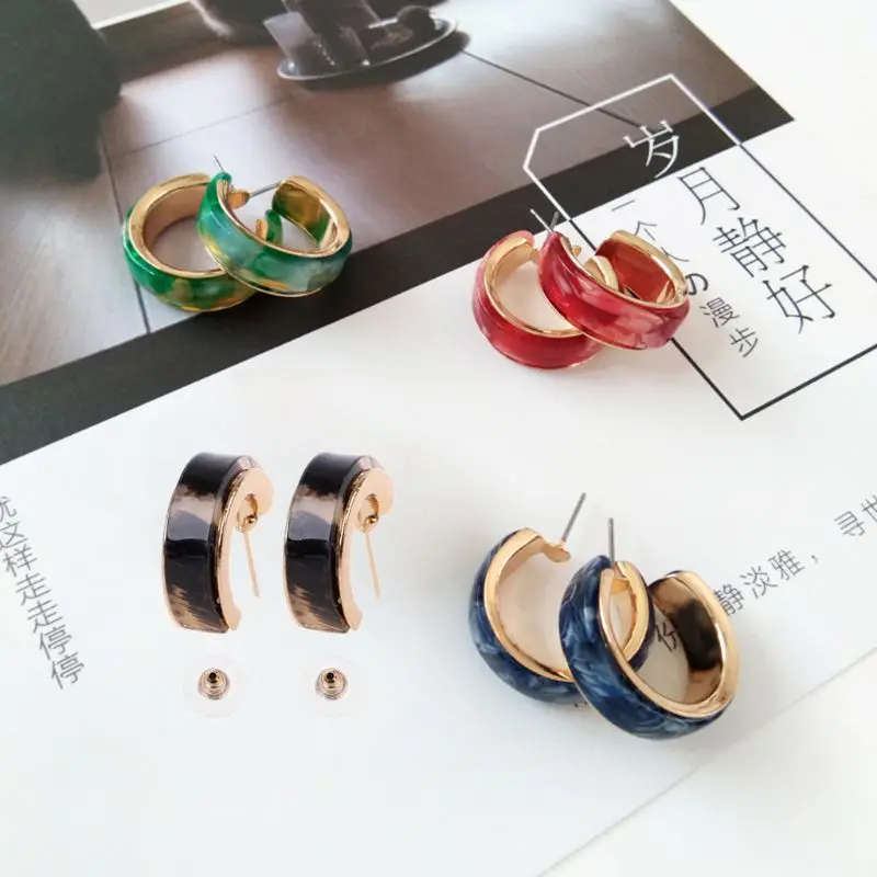 Серьги из полимеров C Форма геометрический уха Стад творческий для женщин Jewelry талисманы украшения Цветочный вечерние Этническая модные