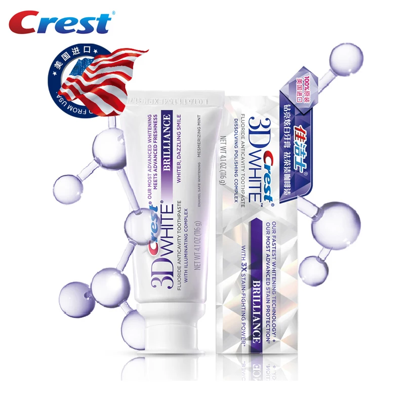 Toothpaste Crest 3D White Advanced Teeth Whitening Oral Hygiene Tartar Removal Tooth Paste for Dazzling Smile Tube Squeezer 116g