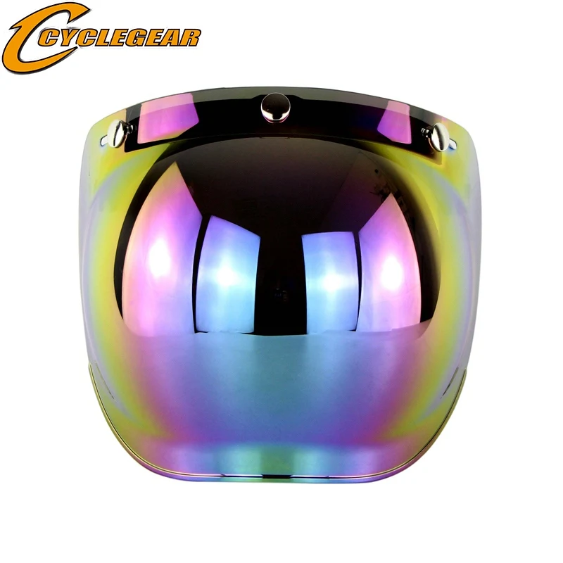 Откидной пузырьковый козырек для открытого лица шлем анти-УФ мотоциклетный шлем козырек щит Ретро стиль КАСКО очки каск объектив BV02 - Цвет: Rainbow Len