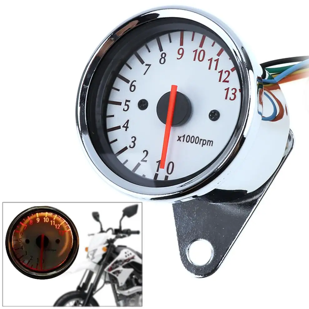 General Purpose 13000 RPM 12V Motorcycle White Chassis 5 Wire Speed