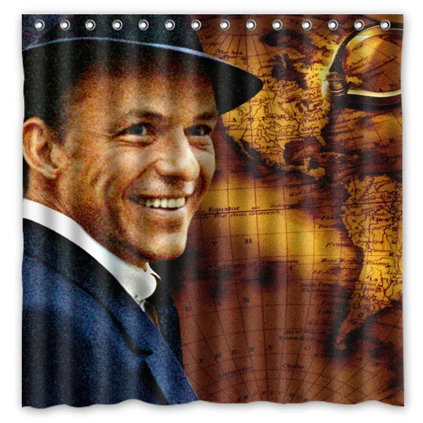 

High Quality 180*180cm Frank Sinatra Modern Style Waterproof Fabric Bathroom Shower Curtain With Hooks Free Shipping