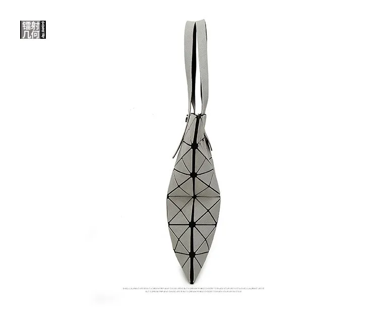 Deformable Women Handbag Geometry Quilted Plaid Mosaic Sequins Mirror Shoulder Tote Bag BaoBao Lattice Laser Foldable PU Bag (20)