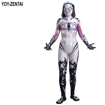 

MovieCoser High Quality Custom Made Gwen Venom Cosplay Costume White Venom Suit Gwen Cosplay Costume Venom Cosplay