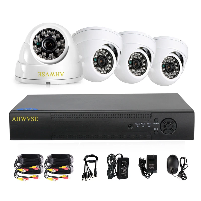 

AHWVSE 4CH CCTV System 720P HDMI AHD CCTV DVR 4PCS 1.0 MP IR Outdoor Security Camera 1200 TVL Camera Surveillance Kit