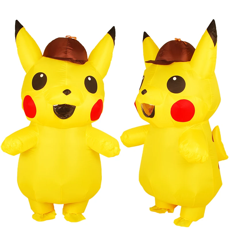 

New Adult kid Inflatable Pikachu Costume Anime cosplay Pokemon Detective Pikachu costumes Dress clothing Halloween Costume for