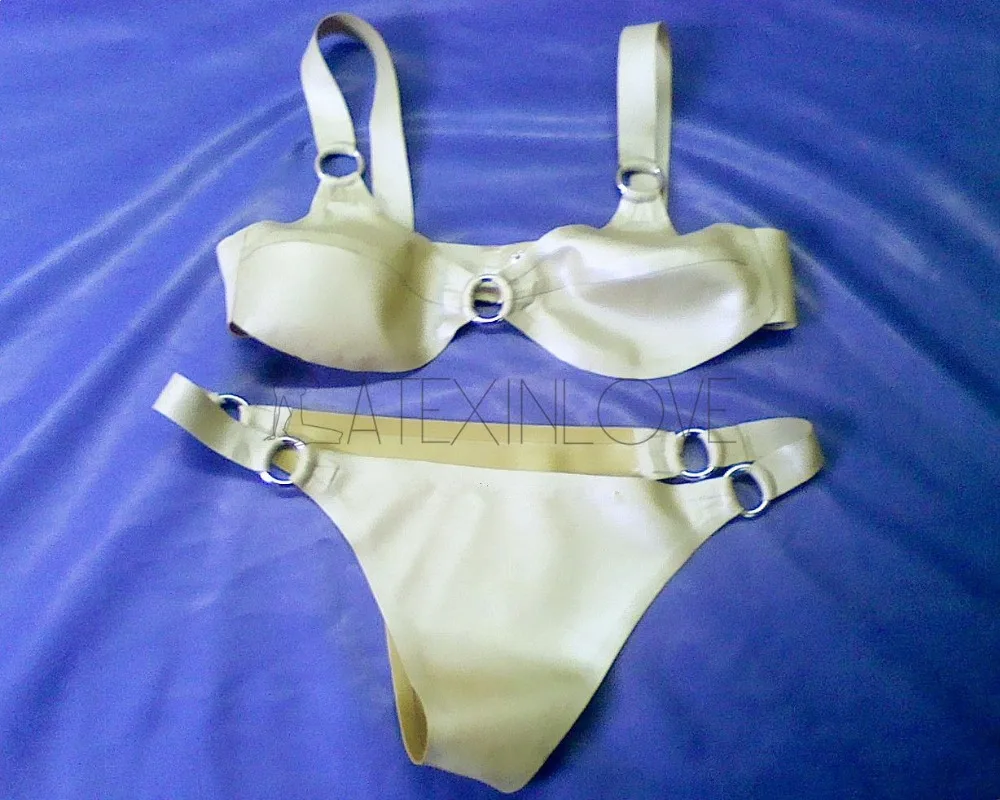 White Women #39 sLingerie Set Latex Briefs Bra Rubber Underwear White Women #39 sLingerie Set Latex Briefs Bra Rubber Underwear
