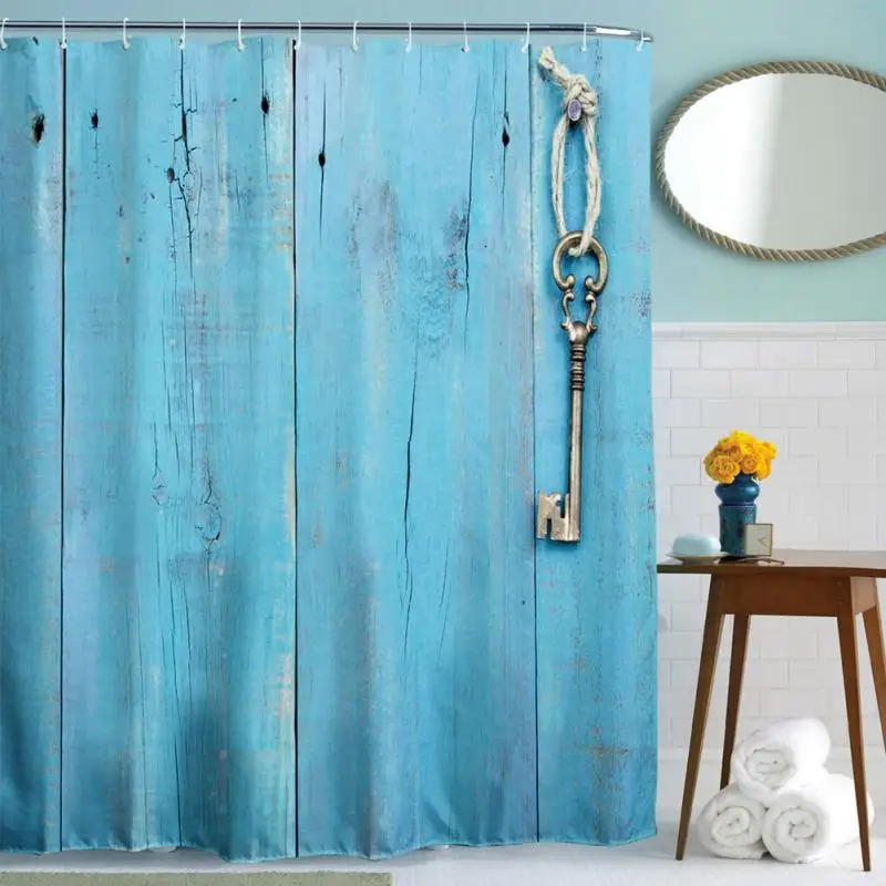casa bagno doccia tenda blu modello chiave della porta tende da doccia impermeabile poliestere tende bagno
