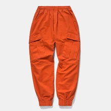 Осень Винтаж боковые карманы шаровары брюки мужские хип-хоп Лоскутные карманы бегунов Брюки Модные мужские брюки-карго