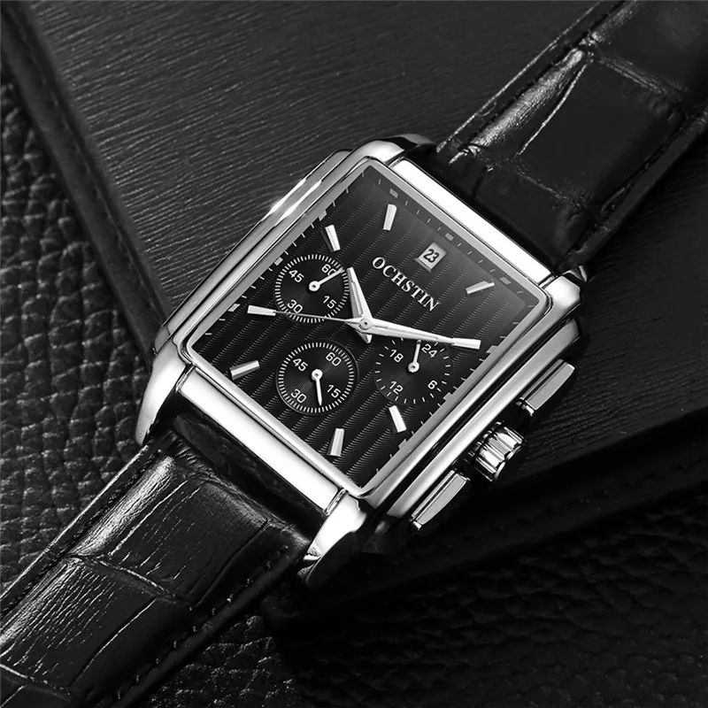  2019 OCHSTIN Military Watch Men Quartz Analog Clock Leather Strap Man Sports Male Watches Army Relo