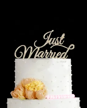 

Ginger Ray Just Married Wedding Silver Sparkling Cake Topper - Pastel Perfection Acrylic Wedding Cake Topper free shipping 10pcs