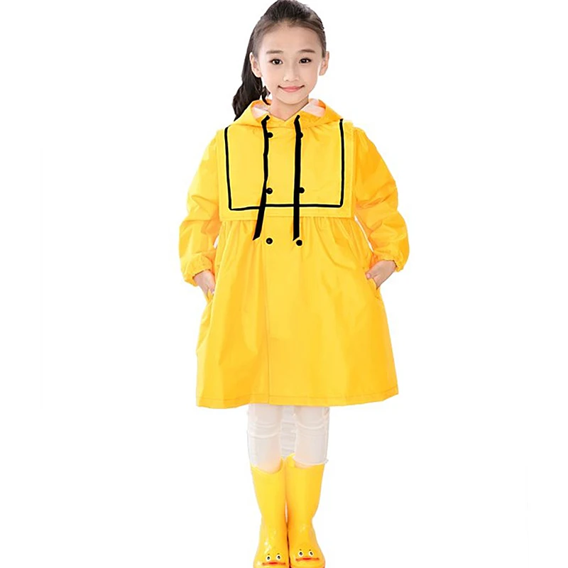 Yellow Children Raincoat Single Rainwear windbreaker Hide Anti Wind