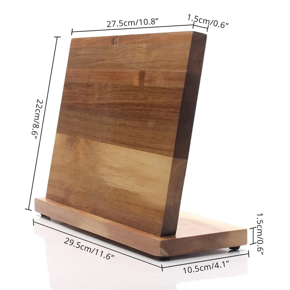  Acacia Wood Magnetic Knife Block Holder Universal Stand Without Knives for kitchen - 32991910421