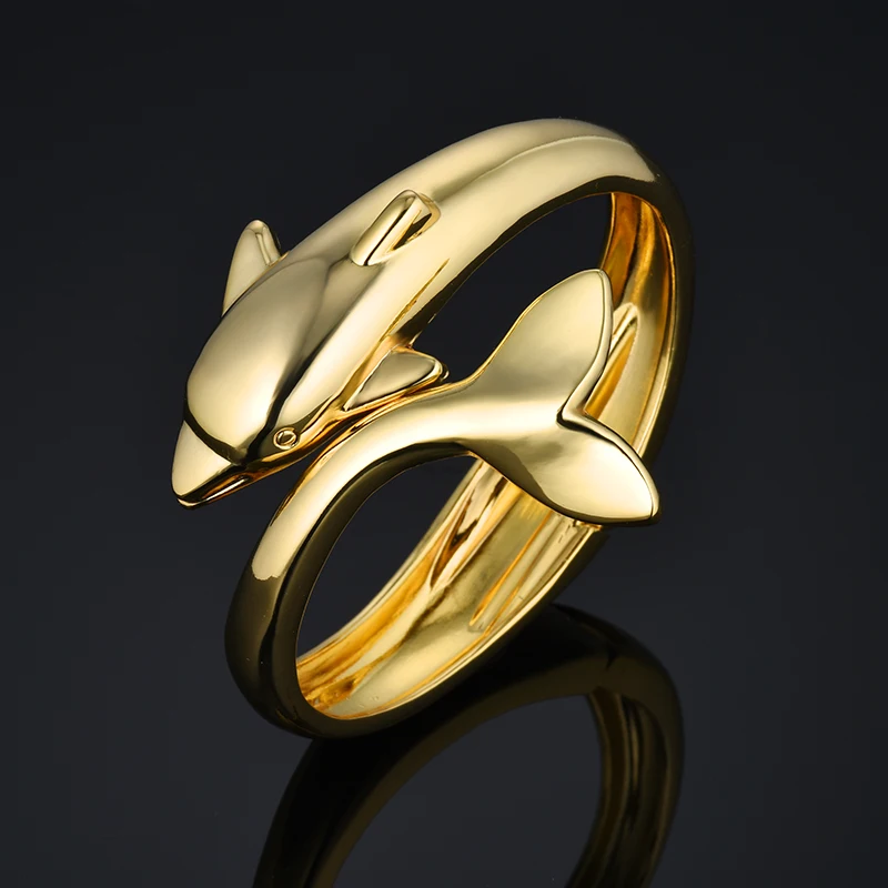 

Pulseras Punk Rock Gold Color Dolphin Cuff Bracelets & Bangles for Women Men Jewelry Female Bracelet Bijoux Accessories