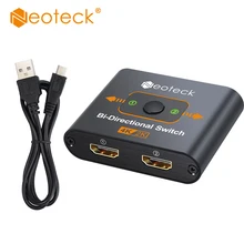 Neoteck 4K двунаправленный HDMI коммутатор 2 порта HDMI Коммутатор HDMI сплиттер Поддержка 3D 2 в 1 выход с USB кабель питания для пожарной ТВ