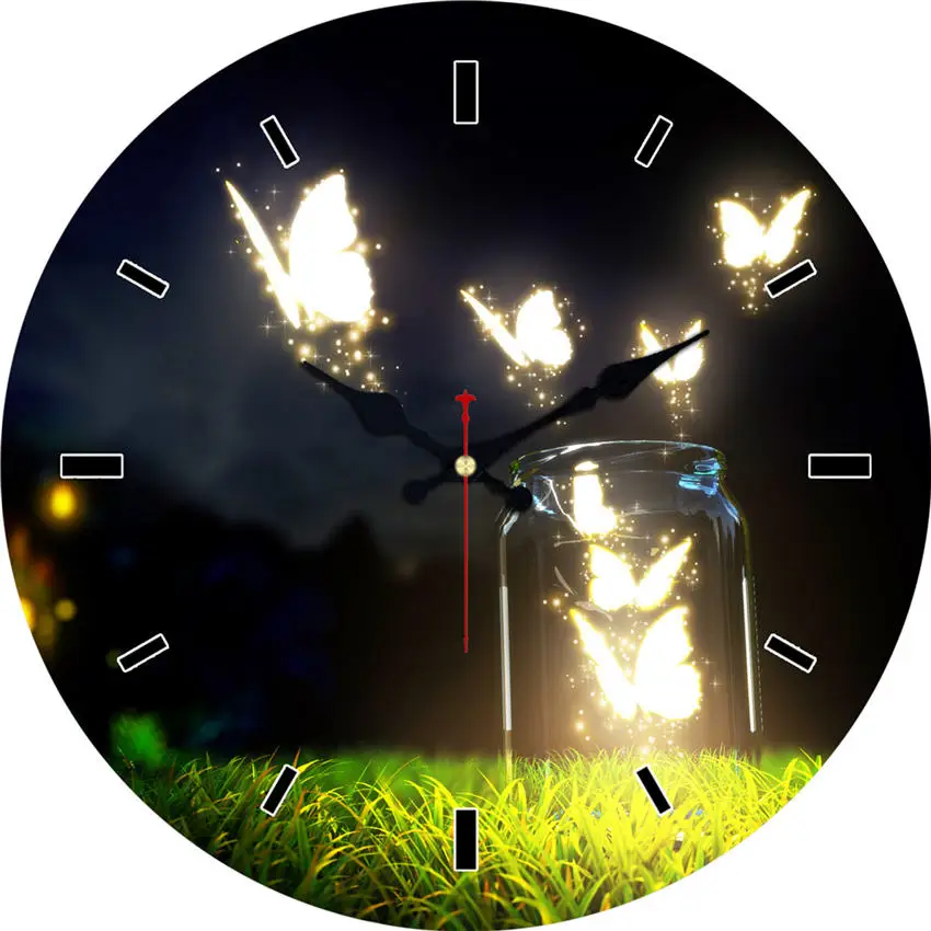 WONZOM Lighted Butterfly 6-16 Inch Romain Numbers Silent Decorative Wall Clock Wooden Cardboard Clocks For Living Room | Дом и сад