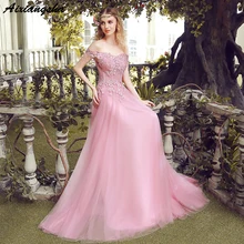Rosa Lace A Linha de Vestido de Noiva Elegante Pescoço Namorada Beading Apliques Lace Up Voltar Vestido De Novia Plus Size Vestido Longo