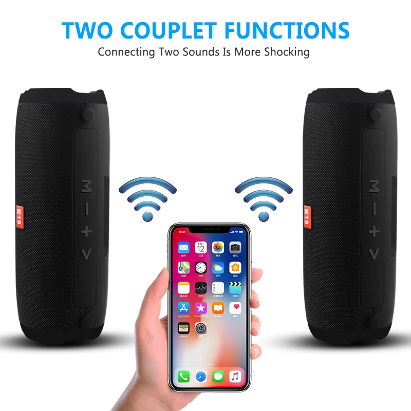 E13 Mini Portable Wireless Bluetooth Speaker Stereo Speakerphone Radio Music Subwoofer Column Speakers for Computer with TF FM