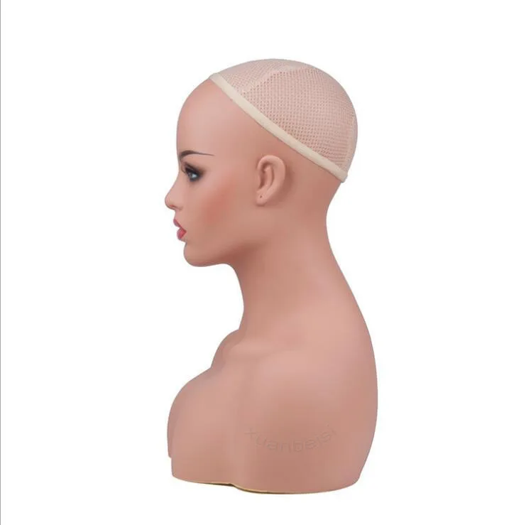 Женский реалистичные оптоволоконные Манекен головы Бюст для ювелирных изделий шляпу, серьги парик Дисплей хороший манекен голова-манекен для парика