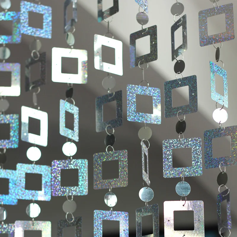 

5m PVC silver square sequins gold curtains DIY festival party decorations Supplies Wedding interior curtains