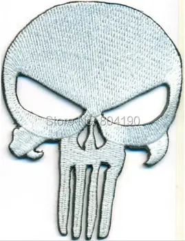 

3.5" THE PUNISHER Skullhead Skeleton die-cut Outlaw MC Embroidered Motorcycle Biker Vest Patch SEW ON IRON ON Badge clothes