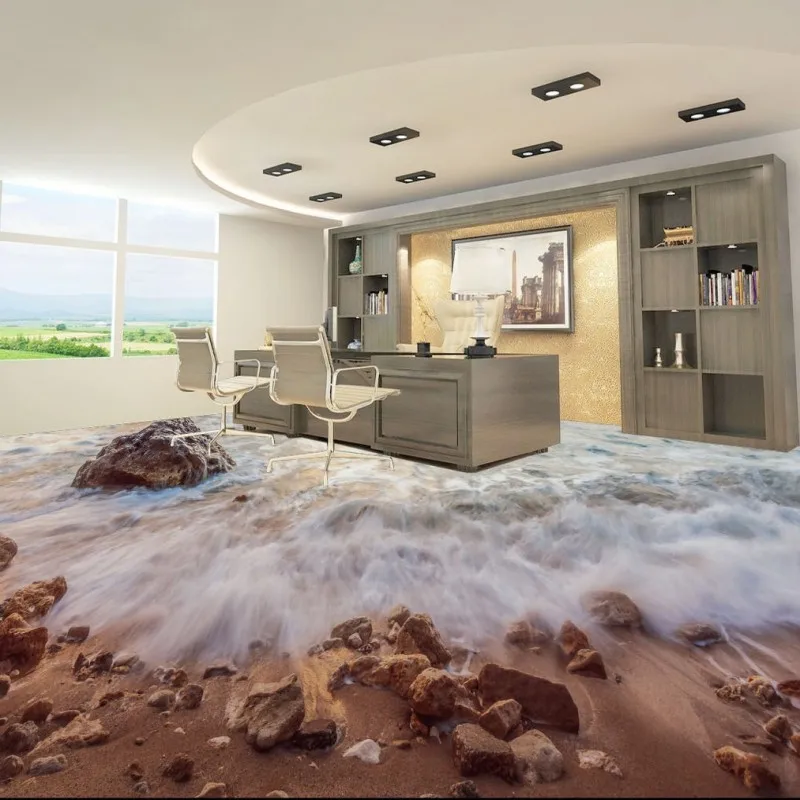 Free Shipping custom Beach Spray 3D bedroom Bathroom square Floor mural Self-adhesive flooring restaurant wallpaper