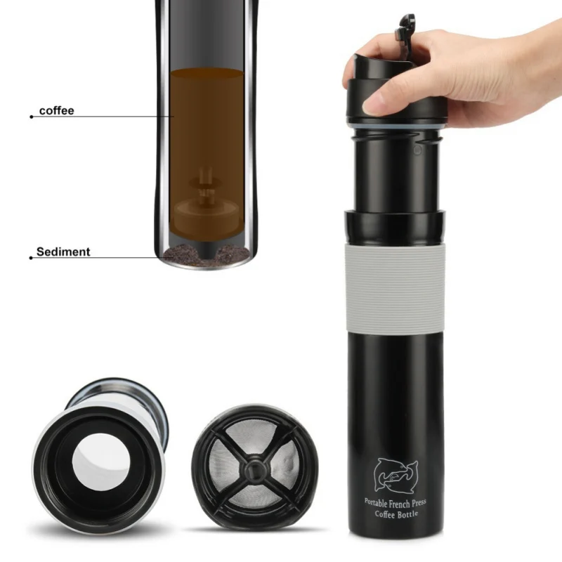 travel coffee mug bottle Frech Presses 300ml Portable Press Coffee Pot Thermos Coffee Mug Tools for tea and coffee cup travel coffee mug bottle Frech Presses 300ml Portable Press Coffee Pot Thermos Coffee Mug Tools for tea and coffee cup