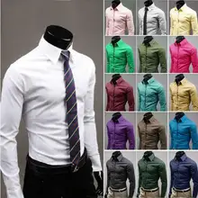 New Fashion Men Candy Colors Stylish Slim Fit Dress Shirt Leisure Shirt,M-XXXL Hot Sale