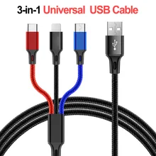 3 в 1 type-C Micro USB кабель для iPhone 8X7 6 6S USB Быстрая Зарядка Кабели шнур для samsung S9 S8 кабель для передачи данных для мобильного телефона