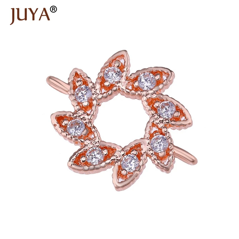 Juya Fashion Simple Adjustable Chain Copper Zircon Flower Charm Bracelets Bangles For Women Femme Gift armbandjes dames