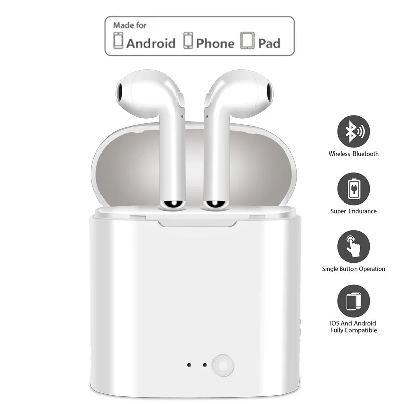 

i7s TWS Wireless Bluetooth Earphone With Headphones Charging Box Stereo Earbud Headset Earpiece for iphone Android air pods