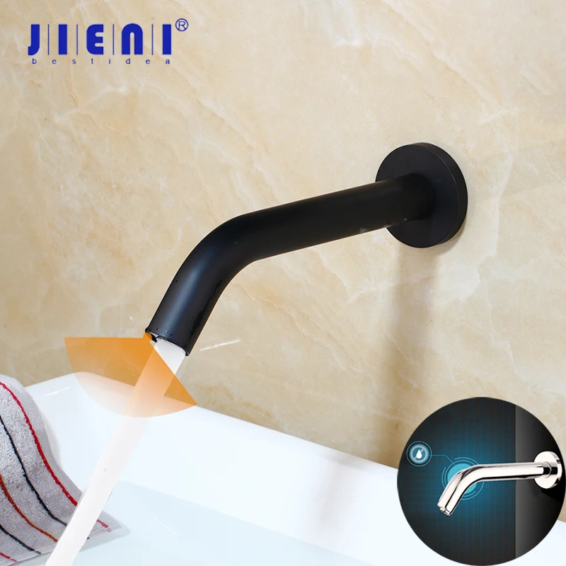 Us 59 99 33 Off Jieni Black Chrome Lavatory Bathroom Faucet Wall Mount Sensor Automatic Hands Free Touch Sink Tap In Us 59 99 33 Off Jieni Black Chrome Lavatory Bathroom Faucet Wall Mount Sensor Automatic Hands Free Touch Sink Tap In