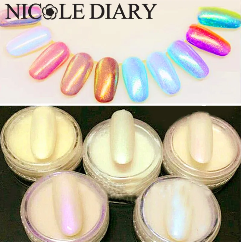 3g/Box Shimmer Nail Glitter Powder Mermaid Gradient Shining Laser Nail Art Decoration 5 Colors