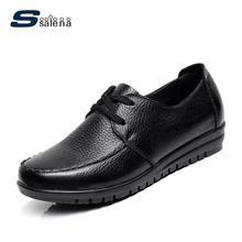 Большие европейские размеры 43; женские плоские туфли для мамы; удобные лоферы из дышащей кожи с мягкой подошвой на шнуровке;# B2145