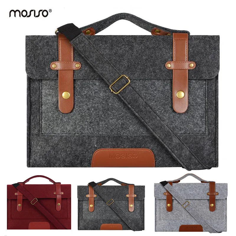 Günstige MOSISO 13 13,3 15 15,6 zoll Filz Laptoptasche Fall für Macbook Männer Frauen Handtasche Aktentasche Taschen Notebook Messenger Schulter tasche