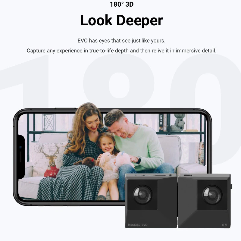 Insta360 EVO VR 3D Panoramic Camera 5.7K Video Insta 360 EVO Camera for  iPhone XS Max XR X 8 6 7 Plus For Huawei Xiaomi Android