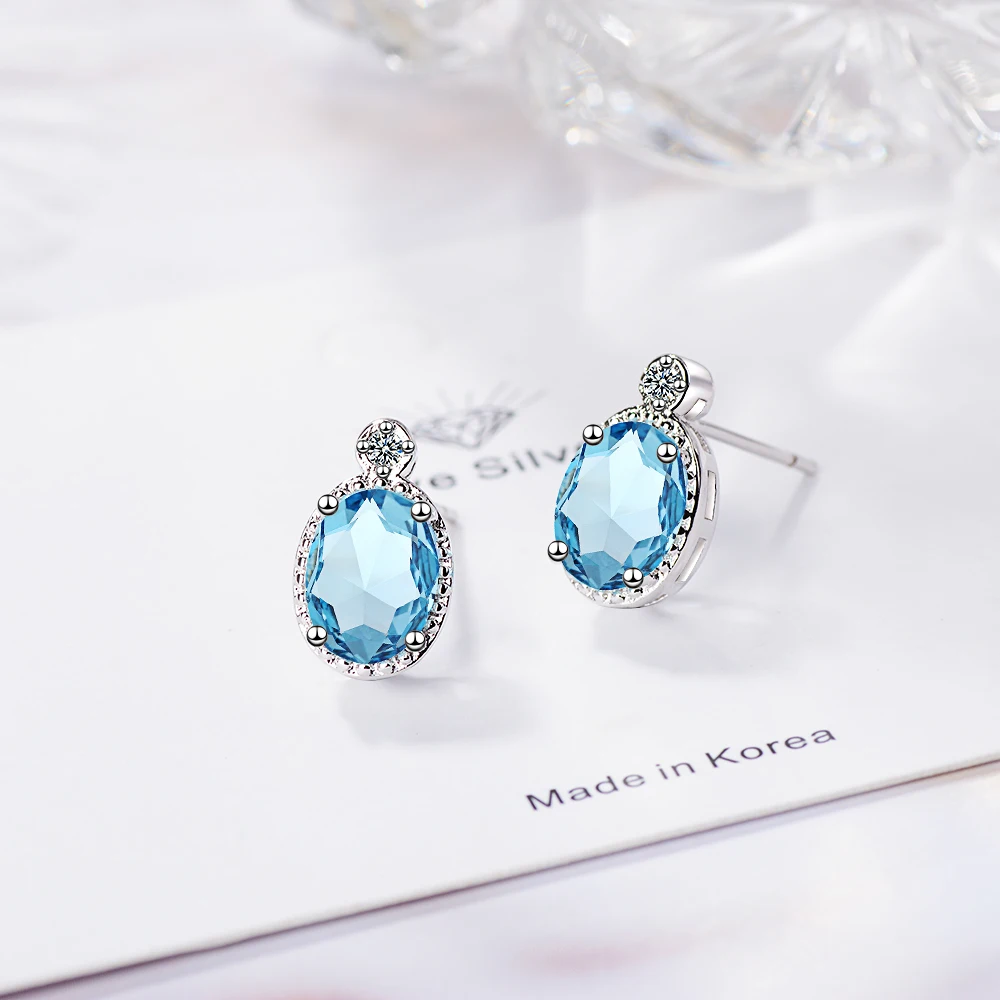 Natural Sky Blue Topaz Earrings