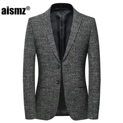 Aismz Для мужчин Блейзер Casaco Masculino Hombre Slim Fit осень-зима Бизнес Повседневное коричневый Vete Для мужчин футболка Homme 2018 Для мужчин s блейзеры куртка