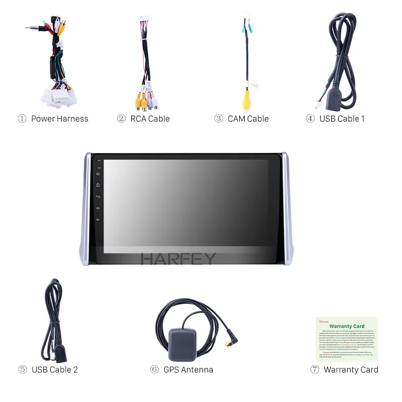Top Harfey 10.1 inch HD Touchscreen Android 8.1 GPS Navigation Radio for Toyota RAV4 2019 with USB WIFI AUX support Carplay Rear OBD 3