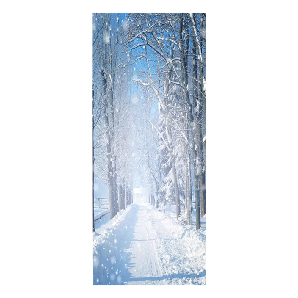 

1 Pcs Door Sticker Fashion Waterproof Snow PVC Adhesive Door Porch Sticker Decal Decoration for Office Bar Hotel Home