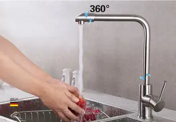 

304 stainless steel kitchen faucet hot and cold water Brushed faucet Vegetables dish taps sink rotary swivel Unleaded mixer