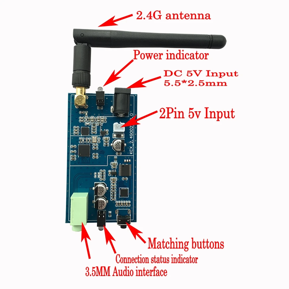2.4G ISM HIFI two way Wireless Stereo Audio Transmitter Receiver 16Bit 44KSPS 5Mbps long distance Transmission Adapter|Беспроводные