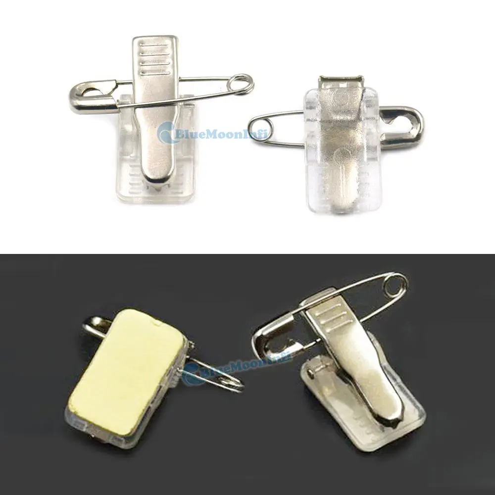 

50 Pcs / Lot Safety Brooches Badge Holders Pin Clips Self Adhesive Sticker For Label Fixing Name Plate ID Card Tag