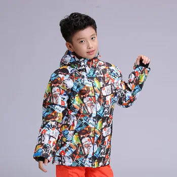 

New GSOU SNOW Children's Ski Suit Outdoor Winter Windproof Waterproof Warmth Breathable Ski Jacket For Boy Size XS-L