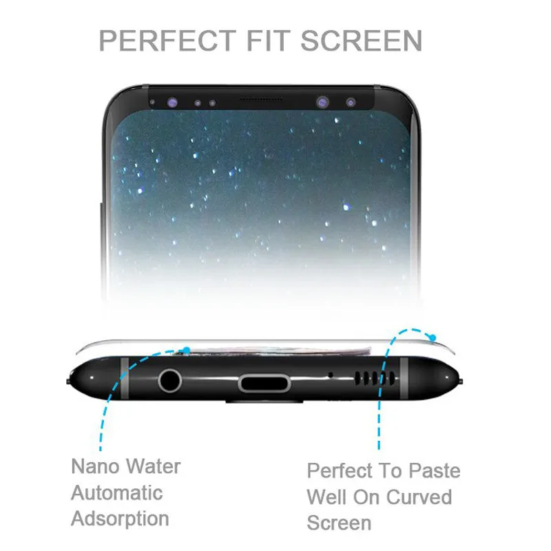 Liquid State Full Glue Screen 3D Tempered Glass For Samsung Galaxy S8 S9 Plus Note 8 Case Freindly Screen Protector w UV Light (3)