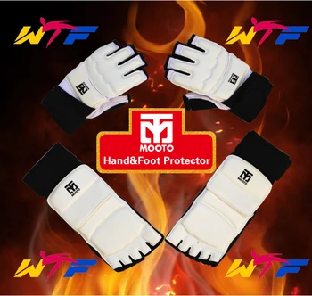 

Free shipping 1 Set MOOTO TaeKwonDo Sparring Karate Foot Guard Protector mooto Socks & Hand Gloves Gear Palm Protector