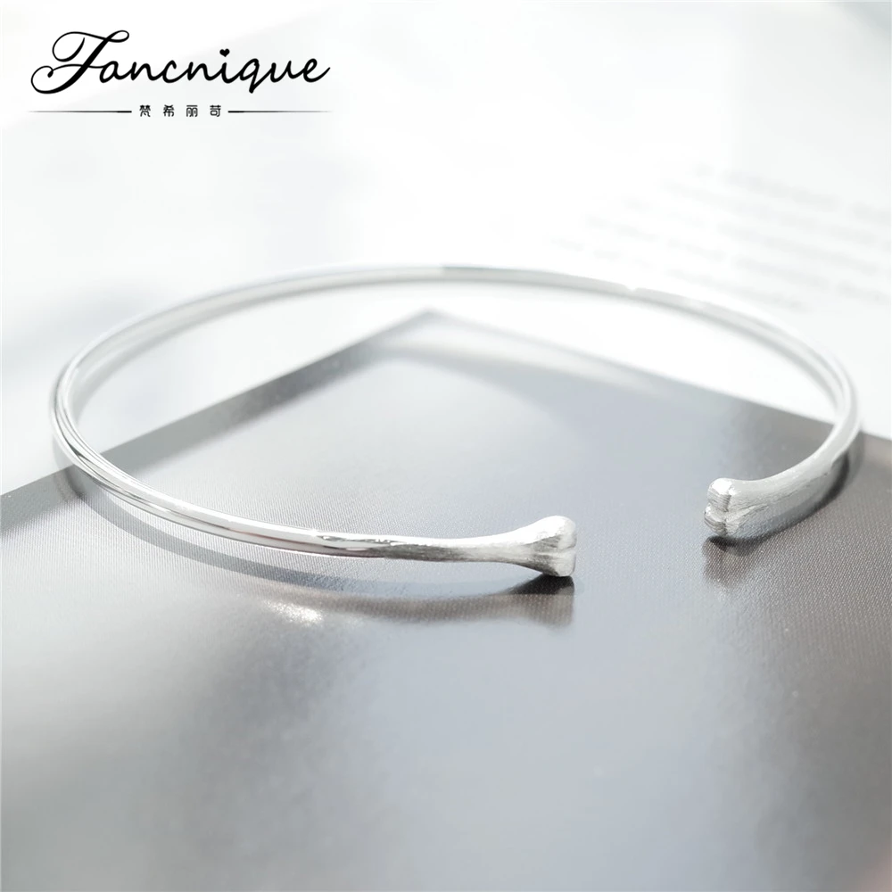 Fancnique 925 Sterling Silver Fashion Lucky Bones Thin Bangle Bracelet Adjustable Lovers Jewelry | Украшения и аксессуары